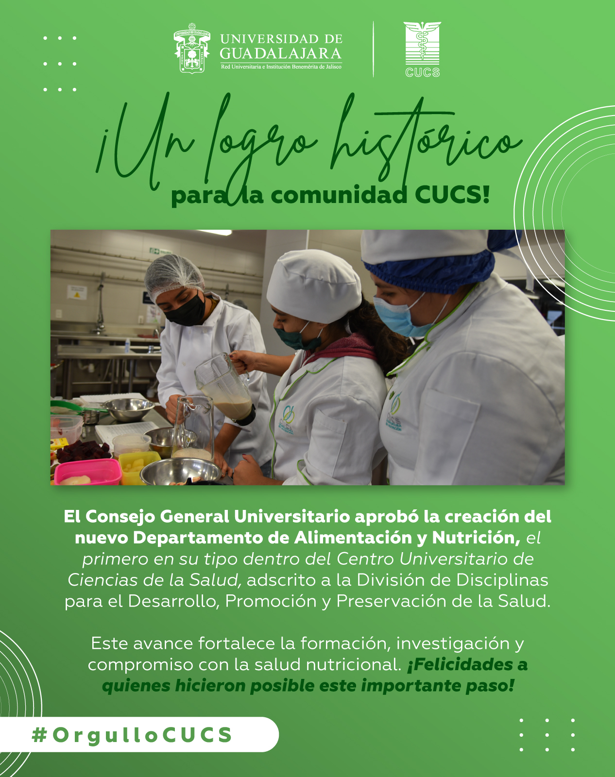 Nuevo Departamento de Alimentación y Nutrición CUCS
