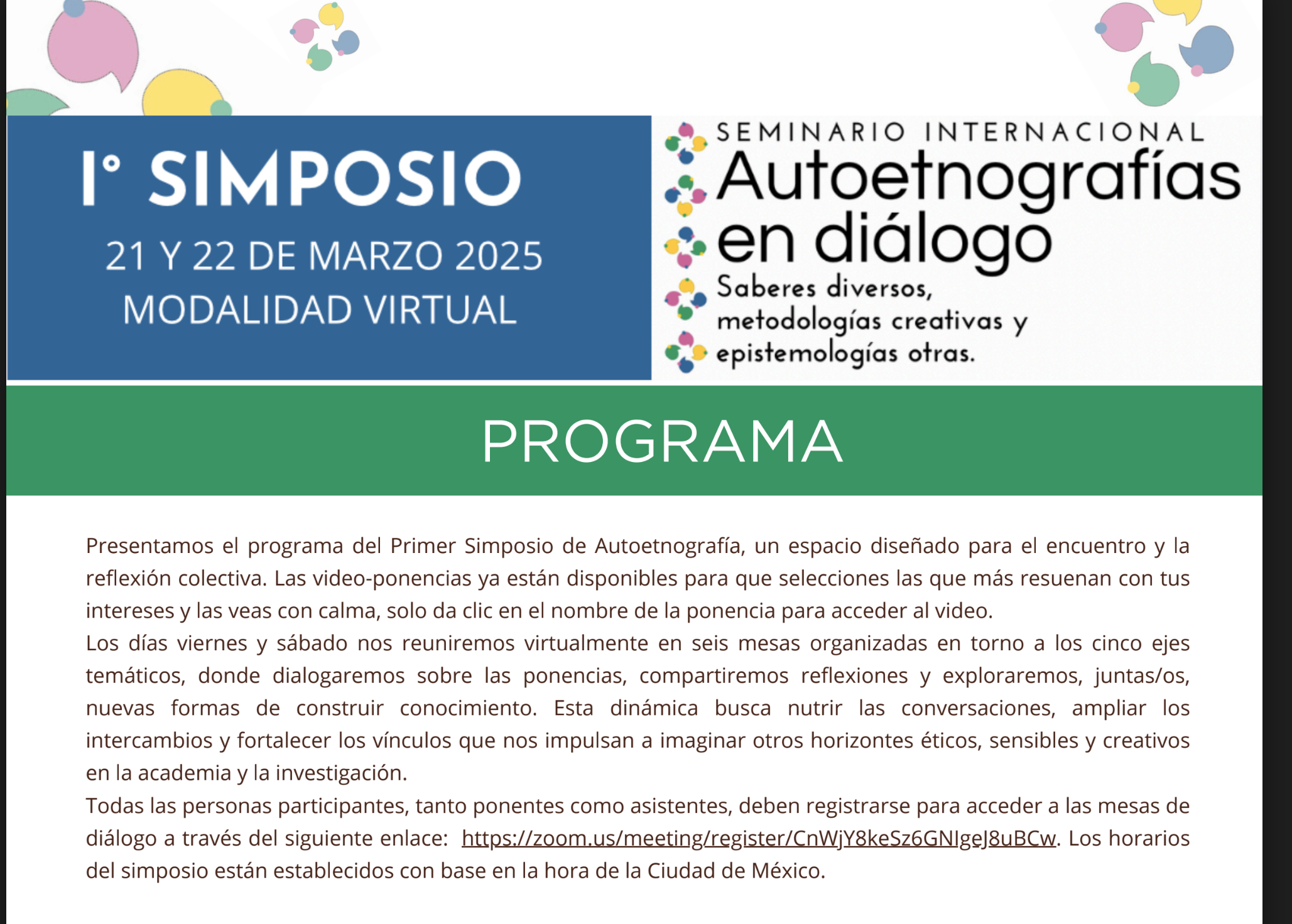 I Simposio Internacional Autoetnografías en diálogo